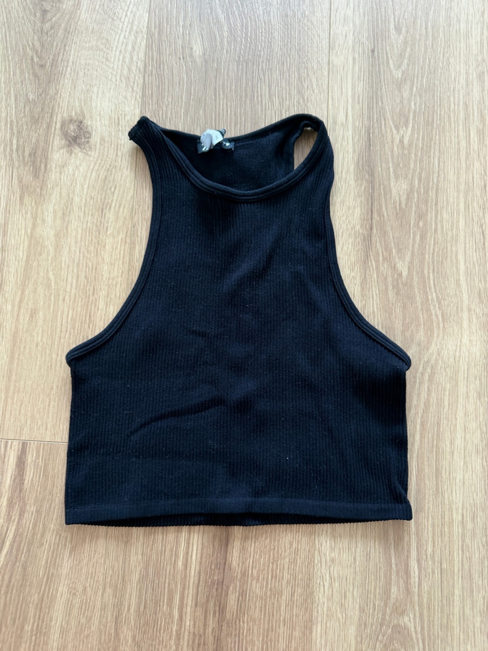 Zara Black Ribbed Crop Tank Top
